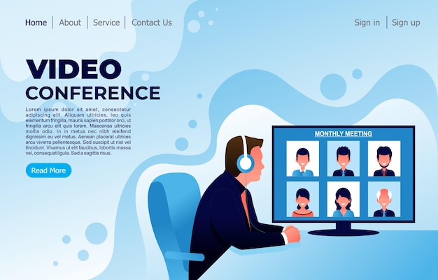 Página de inicio de videoconferencias de reuniones en línea