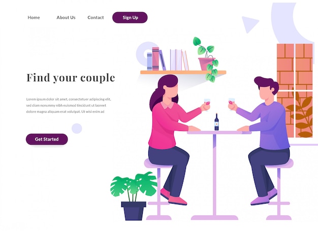página de inicio web beber vino pareja