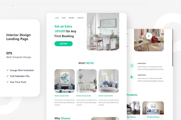 Página de inicio web de diseño de interiores