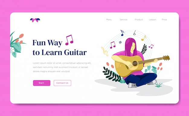 Página de inicio de la web de lecciones de guitarra