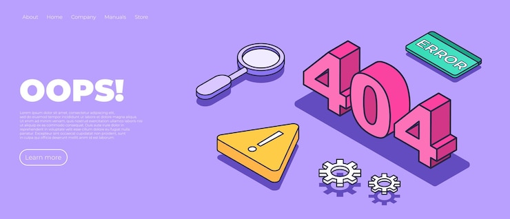 Vector página isométrica 404 plantilla de página de destino con error 404 sin conexión a internet concepto de página de error técnico no encontrada notificación de servicio en línea