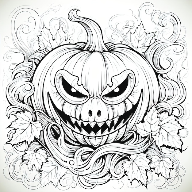 Vector página de libro para colorear para adultos calabaza tallada con sonrisa espeluznante halloween