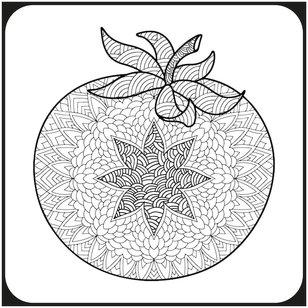 página de libro para colorear para adultos Fruta de contorno en un estilo mandala