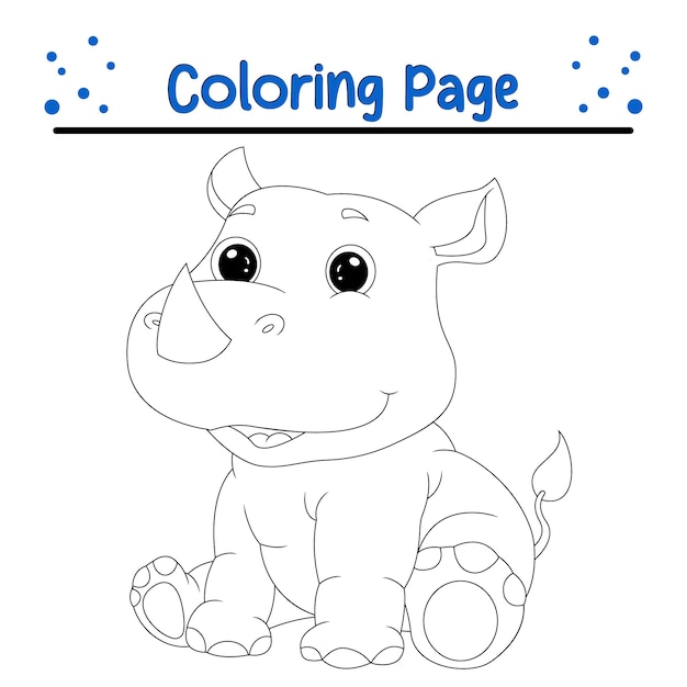 Página del libro de colorear de animales de rinoceronte felices para niños
