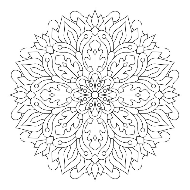 Página del libro de colorear antiestrés Mandala para adultos. Ilustración vectorial