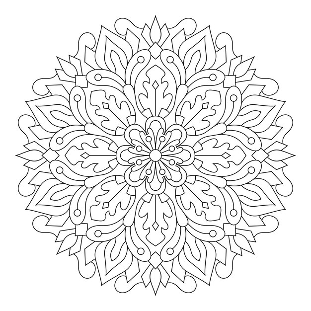 Página del libro de colorear antiestrés Mandala para adultos. Ilustración vectorial