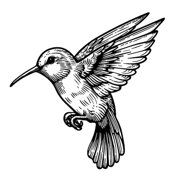 Vector página de libro para colorear de un colibrí contorno blanco y negro ilustración de animales de zoológico para niños