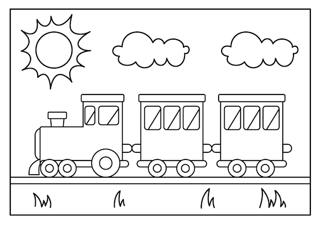 Página del libro para colorear de dibujo de vehículos de transporte