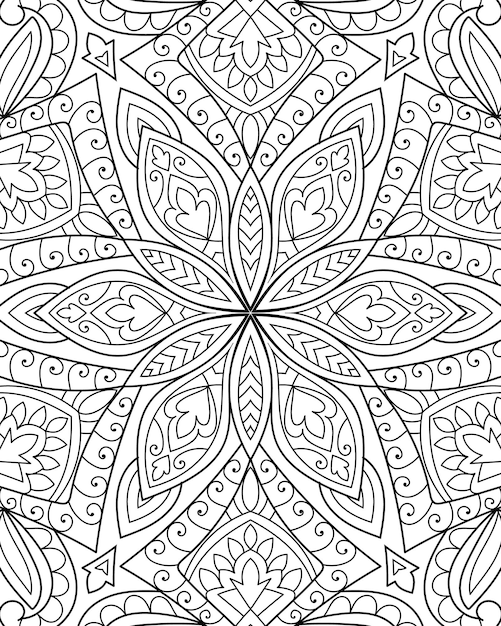 Página de libro de colorear de diseño de mandala circular decorativa