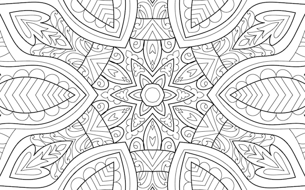 Página de libro para colorear con diseño de mandala detallado decorativo para adultos