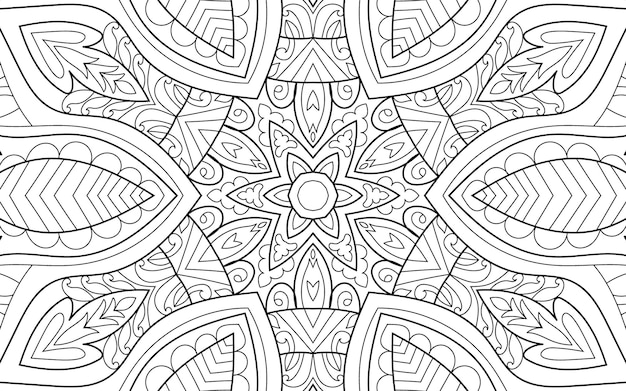 Página de libro para colorear con diseño de mandala detallado decorativo para adultos