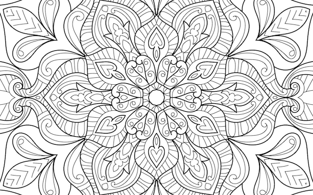 Página de libro para colorear con diseño de mandala detallado decorativo para adultos