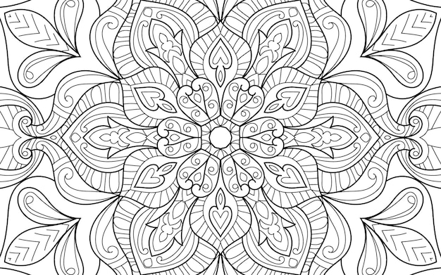 Página de libro para colorear con diseño de mandala detallado decorativo para adultos