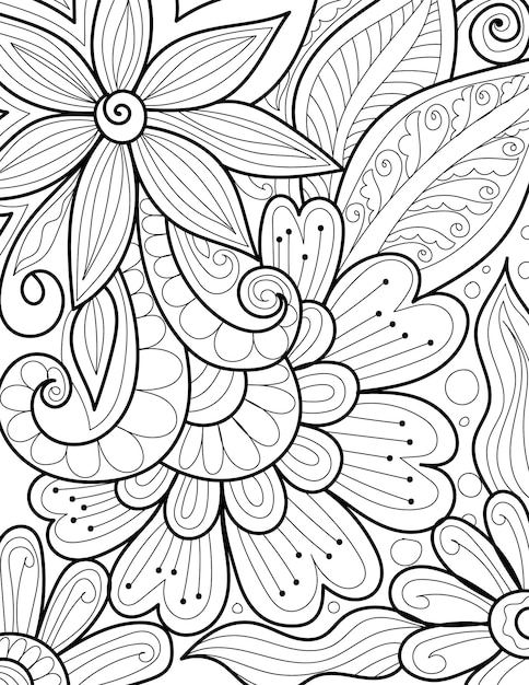 Vector página de libro de colorear de estilo de diseño mehndi detallado dibujado a mano de doodle