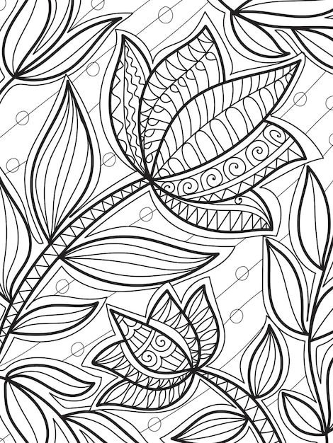 Vector página de libro de colorear floral decorativa en estilo henna