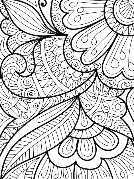 Vector página de libro para colorear de ilustración de diseños de estilo de henna decorativos