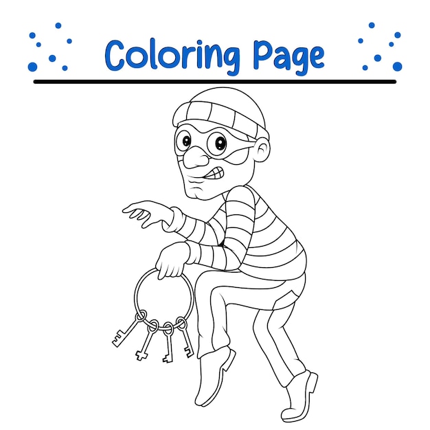 página de libro de colorear ladrón