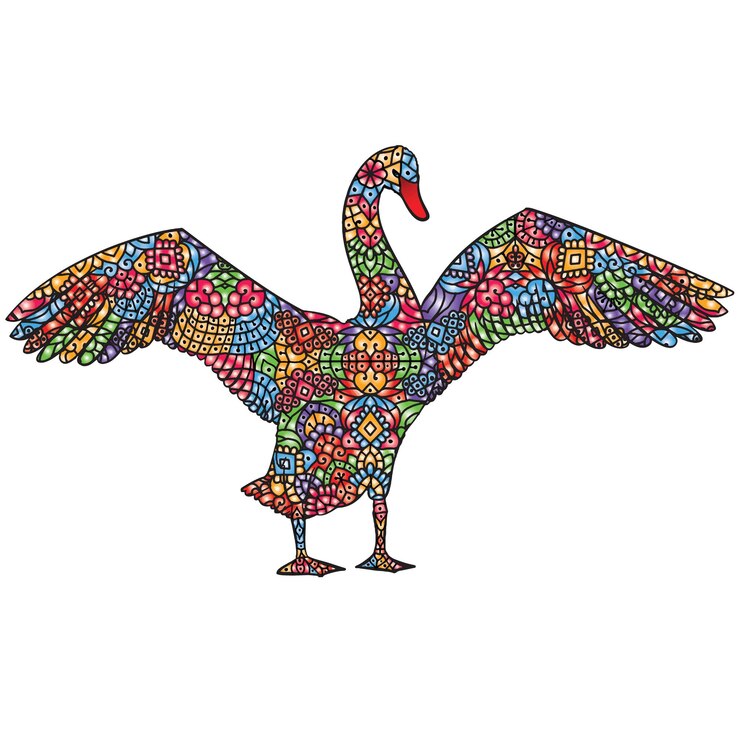 Vector página de libro para colorear de mandala de animal de cisne dibujada a mano con mandala de cisne