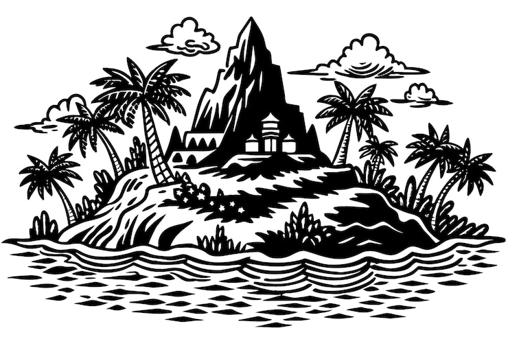 Vector página del libro de colorear de vacaciones en la playa
