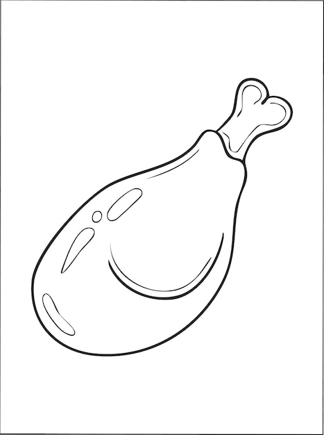 Página de libro para niños para colorear comida de pollo frito en monocromo blanco y negro y muestras de colores