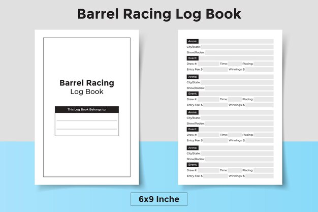 Una página de un libro de registro con el título Libro de registro de carreras de barriles.