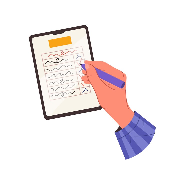 Vector página con lista de control manuscrita vector todo lista planificador clipart para recordatorio o línea de tiempo de programación