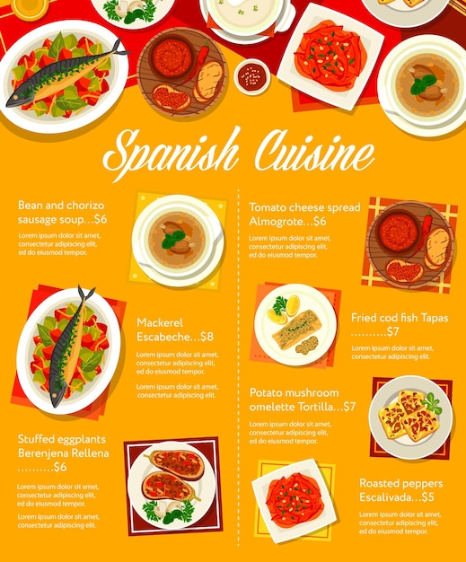 Página de menú de platos de cocina española