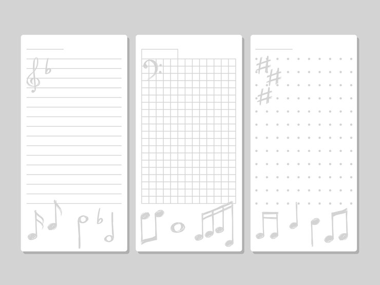 Vector página para notas con elementos musicales