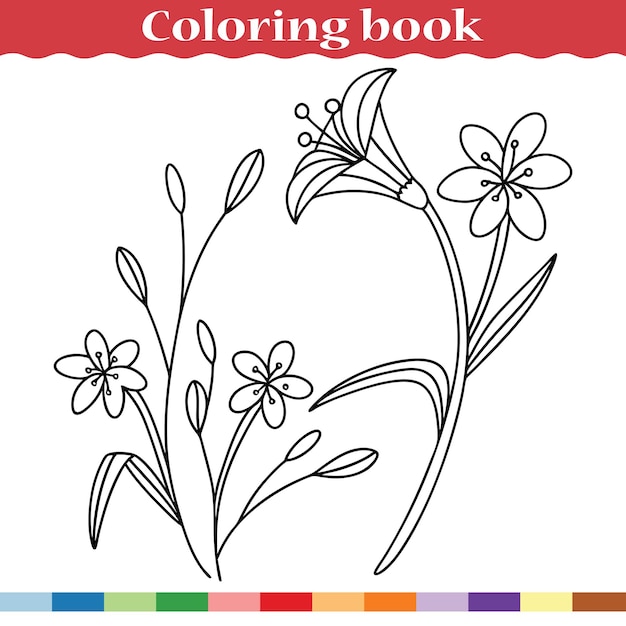 Página sencilla para colorear con flores