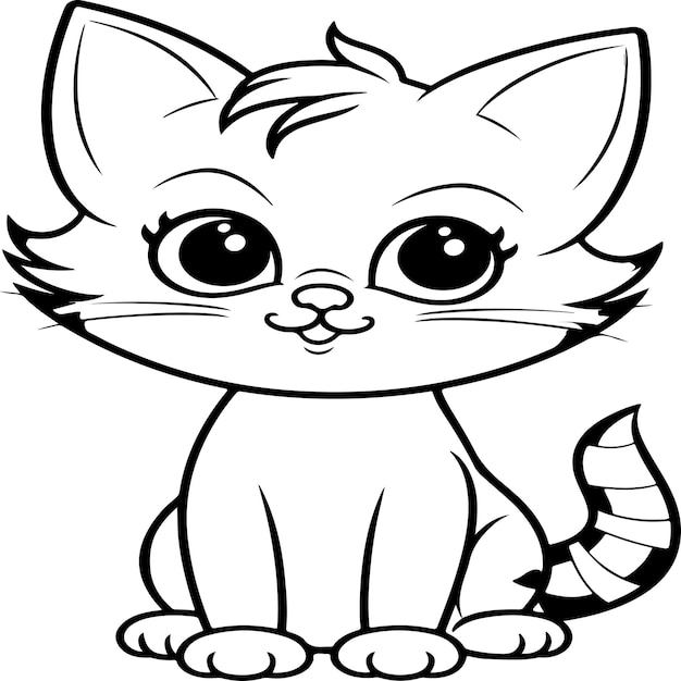 Vector página sencilla para colorear de gatos para niños.