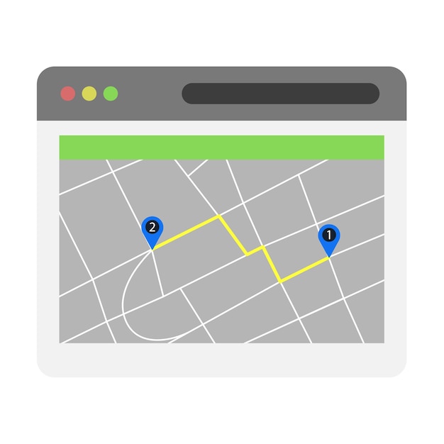 Página de teléfono de la aplicación del navegador con navegación gps