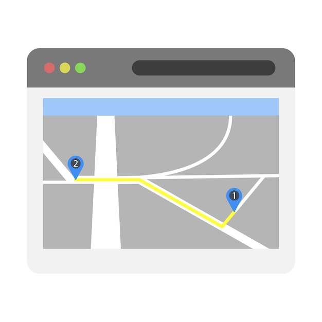 Página de teléfono de la aplicación del navegador con navegación gps