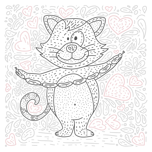 Página vectorial para colorear con dibujos animados garabato animal