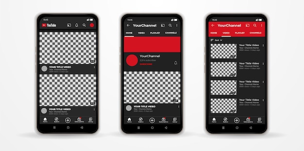 Vector página web del canal de youtube en el teléfono inteligente