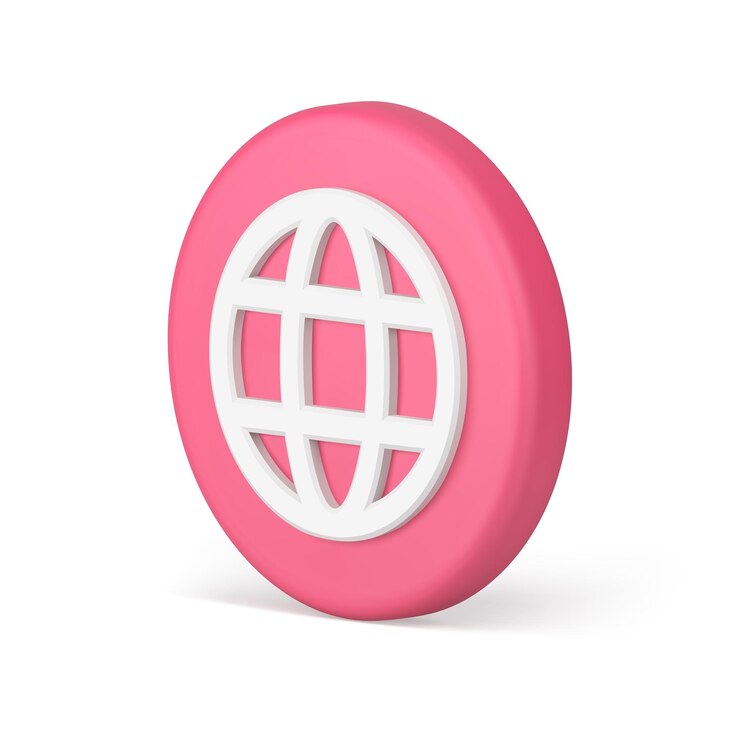 Vector página web conexión a internet red visita tecnología digital círculo rosa insignia 3d icono vector