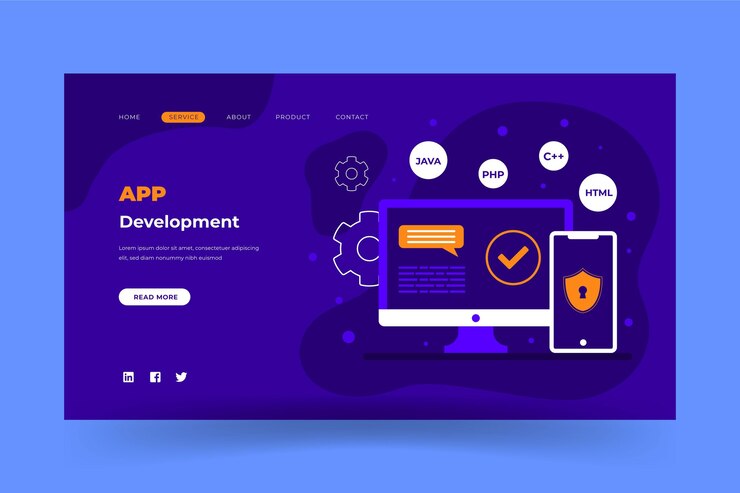 Vector página web de desarrollo de aplicaciones