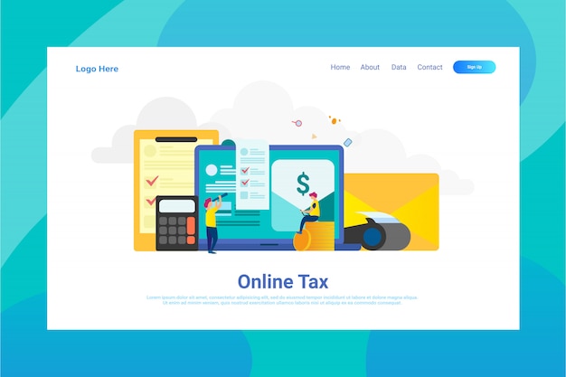 Página web encabezado concepto de ilustración de impuestos en línea página de aterrizaje