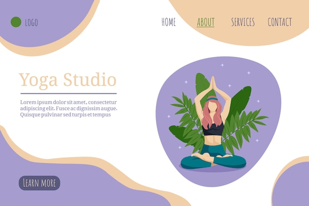 Vector página web del estudio de yoga