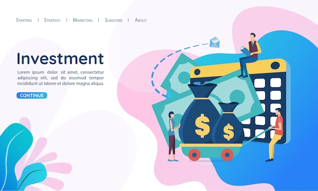 Página web de la plantilla de la página de destino. El concepto de inversión.
