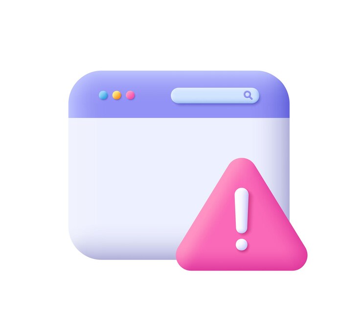 Vector página web con signo de exclamación de atención icono vectorial 3d minimal de dibujos animados