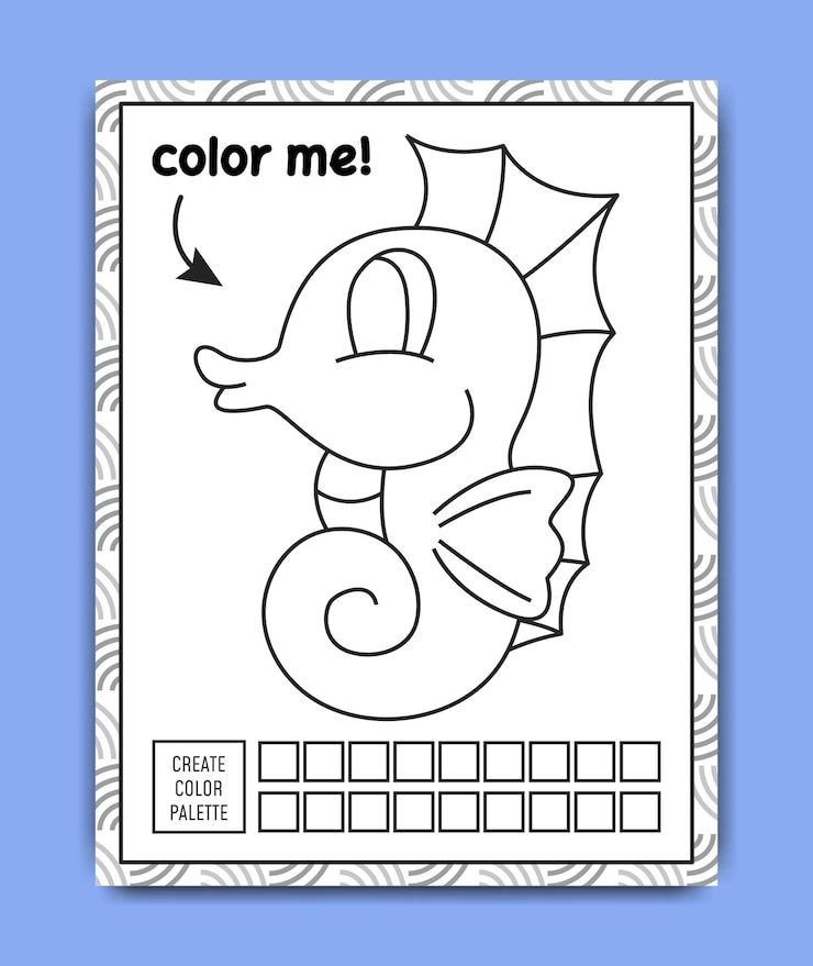Vector páginas de actividades para colorear para niños caballo de mar