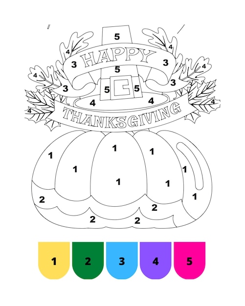Vector páginas para colorear de acción de gracias para colorear por número página para colorear de acción de gracias para niños