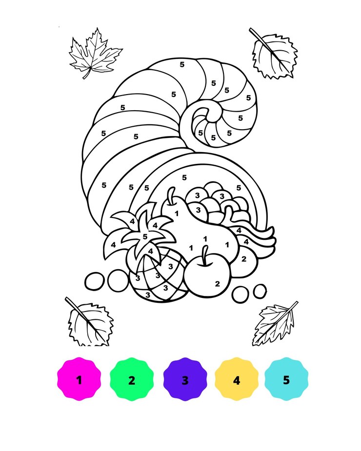 Vector páginas para colorear de acción de gracias para colorear por número página para colorear de acción de gracias para niños