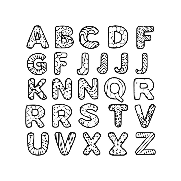 Páginas para colorear alfabeto para libro para colorear Divertido y arte Páginas de colorear alfabetos