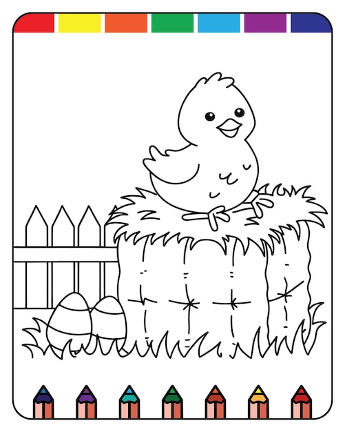 Páginas para colorear de animales lindos para niños. Páginas de colorear para imprimir de granjas felices.