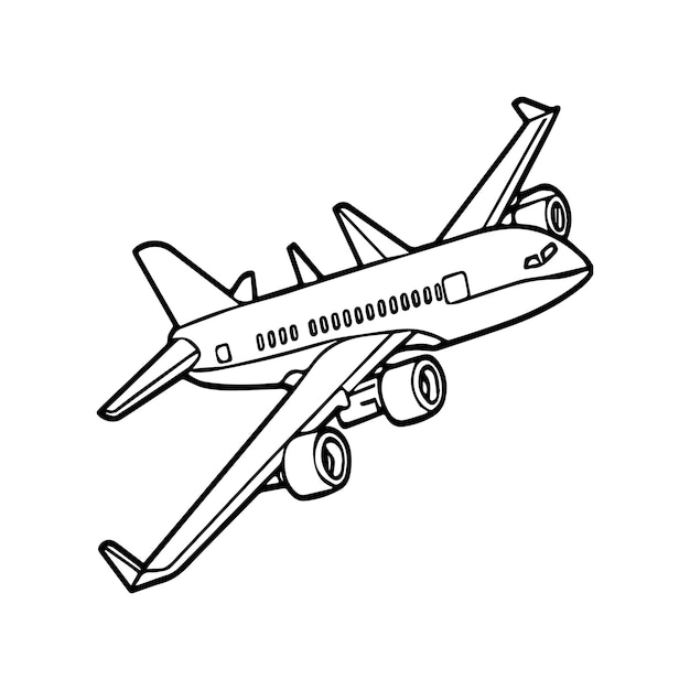Páginas para colorear aviones Ilustración del contorno del avión