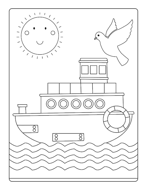 páginas para colorear de barcos con atractivos diseños de fondo