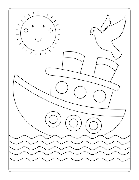 páginas para colorear de barcos con atractivos diseños de fondo