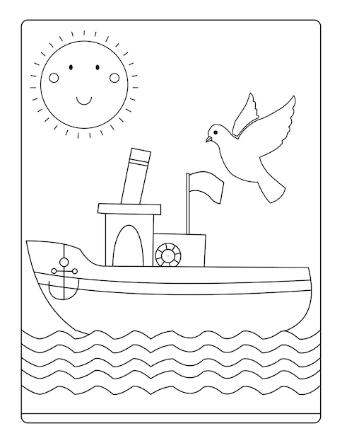 páginas para colorear de barcos con atractivos diseños de fondo