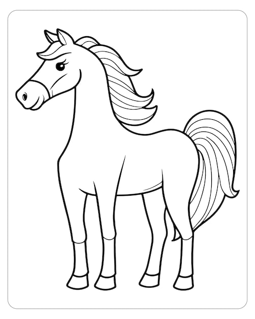 Páginas para colorear caballos _ vector de caballos_ blanco y negro